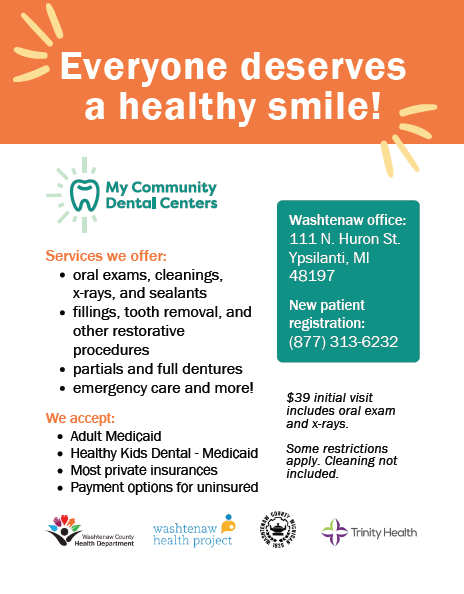 Preview image of My Community Dental Center flyer from Washtenaw County Health Department